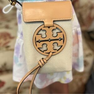 Tory Burch Beige and Tan Crossbody Bag